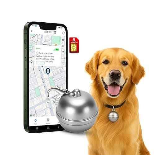 Smart Pet Bell Shape GPS Tracker with Collar for Dogs & Adult Cats | Real-Time Live Location Tracking, Geo-Fence Alerts, Low Battery Alert with Free 6 Months 4G Data & App (Silver)