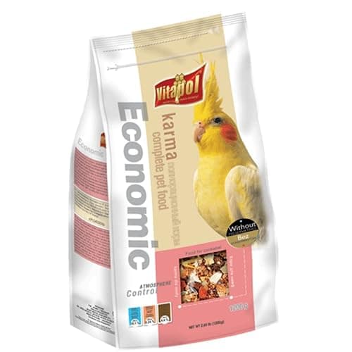Vitapol Economic Food for Cockatiels 1200 Gram Nutritious High-Fiber Bird Diet with Millet Safflower Flax Seed Carrot Raisins Supports Digestion & Feather Health