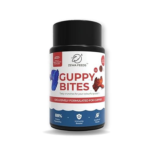 Zewa Guppy Bites 45g | High Protein Fish Food for Guppy & Small Fish | Micro Pellets 0.3–0.6 mm | 88% Digestibility | Rapid Growth & Vibrant Color