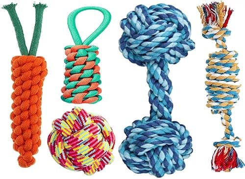 1 Tail Dog Toys + Dog Chew Toys + Puppy Teething Toys + Rope Dog Toy + Dog Toys for Small to Medium Dog Toys + Dog Toy Pack + Tug Toy + Dog Toy Set Pack of 5