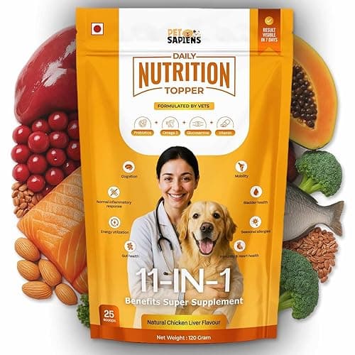 11-in-1 Daily Nutrition + Multivitamin for Dog (120gm) | Formulated by Vets | Glucoseamine for Joints, Omega 3 for Immunity, Zinc & Biotin for Hair & Skin, Vitamin C & E | Super Dog Supplement