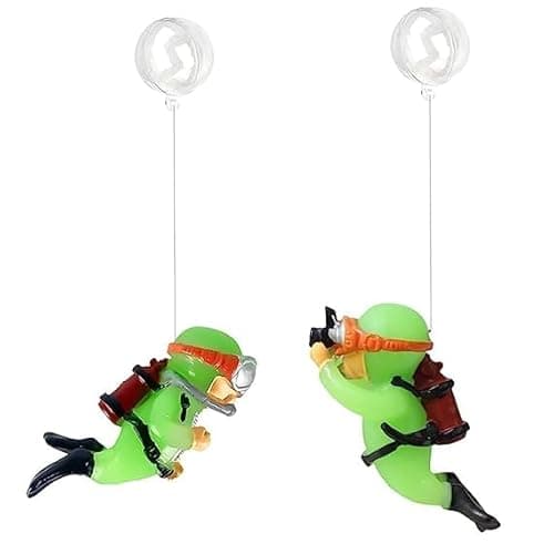 2 Pack Aquarium Floating Cartoon Diver Night Glow Resin Aquarium Decorative Items Fish Aquarium Decoration, 7 * 3cm, Floating on Water Aquarium Decorative Items Ornament for Fish Aquarium