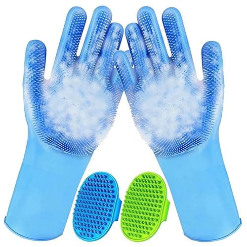 4PCS Pet Grooming Kit for Dogs and Cats, Dog Washing Gloves and Dog Bath Brush, Dog Shower & Shampoo Brush, Dog Scrubber for Bath, Massage and Grooming