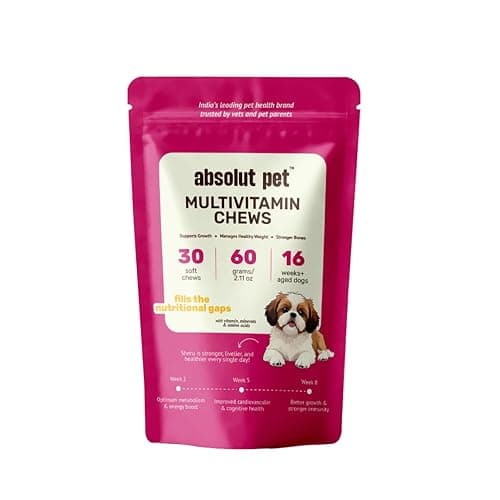 Absolut Pet 12-in-1 Multivitamins for Dogs, Chews That Support Bone & Muscle Health with Vitamins A, D, E, K, Biotin and Zinc (30 Chews)