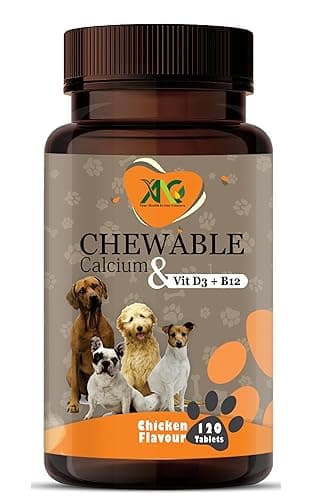 ANC Chewable Calcium & Vitamin D3, B12 for Dogs Supplement Supports Bone Health & Immune System |Chicken Flavour -120 Tablets