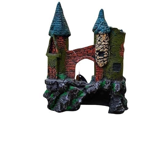 Aquarium Castle Bridge Decor | Fish Tank Castle Cave Ornament for Betta, Guppy & Shrimp | Aquarium Stone Look Decoration with Hiding Space | Fish Tank Accessories & Aquascaping Decor