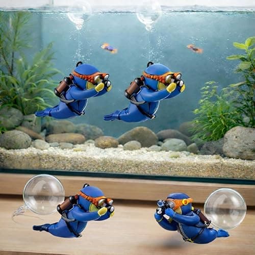 Aquarium Floating Blue Diver Decor (Pack of 2) | Resin Fish Tank Decoration Ornament | Safe & Non-Toxic Aquarium Toy | Floating Decor for Freshwater & Saltwater Tanks