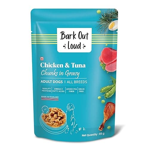Bark Out Loud Wet Dog Food | Chicken & Tuna Gravy Chunks | for Adult Dogs 85g (Pack of 1)