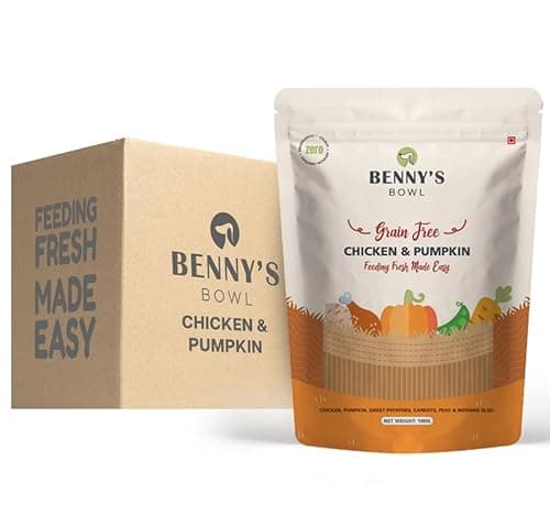 Benny’s Bowl Fresh and Wet Dog Food Chicken and Pumpkin Recipe High Protein Balanced Daily Nutrition Soft Wet Food for All Breed and Life Stages Grain Free (100 gm X 15 Packs Total 1.5 kg)