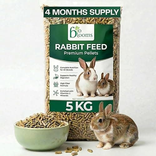 BIO Blooms Rabbit Food, 5kg | High Fiber-Boosts Digestion, Immunity & Energy | Balanced Nutrition for Small & Adult Bunnies | Premium Food Suitable for All Ages.