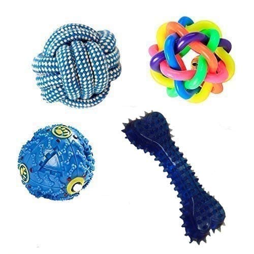 BLACK DOG Toys for Pets Natural Rubber/Rope Chew Toys,Teething Toys,Interactive,Dog Chew Combo for Small/Medium Dog Toys (Color May Vary)