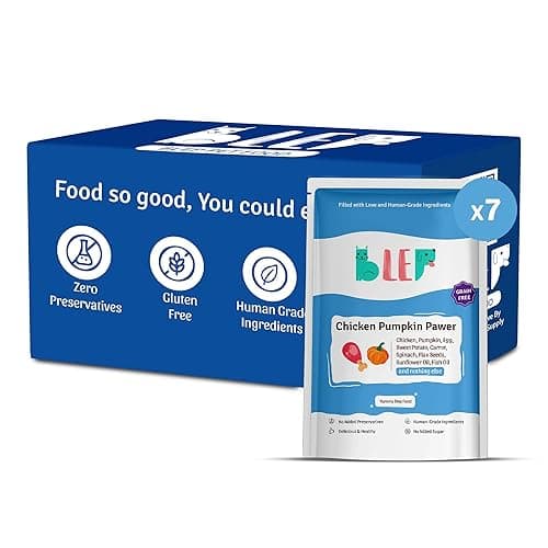 BLEP Chicken Pumpkin Pawer 700g (7 Pack of 100g) - Fresh Dog Food for All Ages|Chicken Breast, Pumpkin, Vegetables, Omega 3 & 6|Grain Free, High Protein, Easily Digestible, Zero Preservative(Wet)