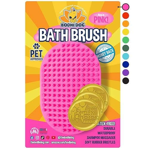 Bodhi Dog Shampoo Brush | Pet Shower & Bath Supplies for Cats & Dogs Grooming | Long & Short Hair Dog Scrubber | Professional Quality Dog Wash Brush