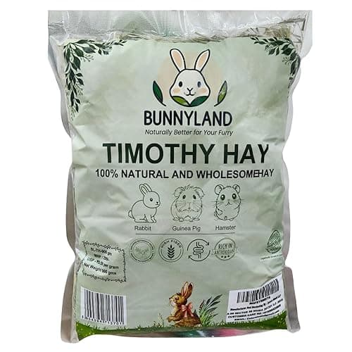 Bunnyland Timothy Hay for Rabbits, Guinea Pigs and Hamsters for All Life Stages | 100% Natural | HIGH Fiber Food (500 Grams)