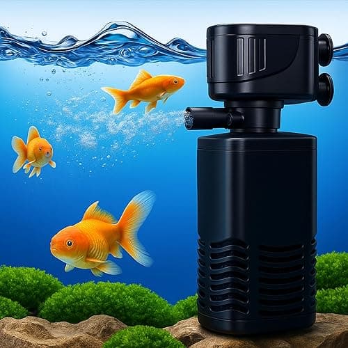 Buraq 4-in-1 Aquarium Filter, High Power 15W, 880 L/H, Submersible Internal Pump for Crystal Clear Water Suitable for 1.5 – 2.5 Ft Medium Fish Tanks