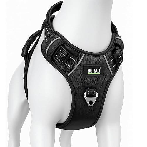 BURAQ Dog Harness, No Pull Dog Belt, Reflective Dog Vest Oxford Fabric, Soft Padded Easy Control Dog Chest Belt, No More Pulling Or Choking, for Large Medium Small Dogs - Black