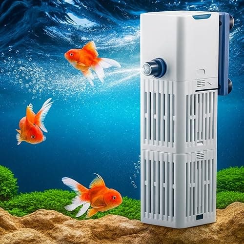Buraq Multi-Function Submersible Adjustable Flow Aquarium Filter YQP 500F L/H – 6W Silent Water Pump, Biological Filtration – Ideal for 1.5 to 2.5 ft Fish Tanks (YQP - 500F | 6W | 500L/H)