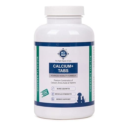 Calcium+ TABS Advanced Mobility Formula for Dogs & Cats | Bone Growth, Muscle Strength & Nerve Support with Calcium, Amino Acids & Vitamins | Chicken Flavor | Chewing Tablets - 120 Tablets