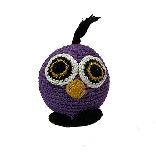 Captain Zack Crochet Owl Interactive Chew Dog Toy | Hand-Made with AZO Free Dye & Safe to Use Yarn | Purple