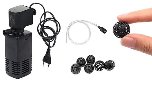 COLOURFUL® - Internal Aquarium Tank Filter Oxygen Increasing Filtration Water Pump Waves Making Submersible Fish Tank Filter (1000F Filter + 5Bio Ball)