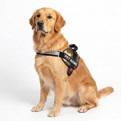 Customized Dog Harness | Print Your Pet Name on Harness | No Pull Reflective Vest Harness | for 24-35 Kilograms Dogs (L, Army)