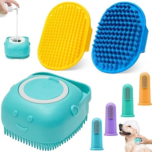 Dog Bath Brush Pet Massage Shampoo Brush Dog Scrubber for Dog Washing Brush Scrubber Pet Bath Massage Brush with Soft Silicone Bristles for Dog Cat Grooming Cleaning