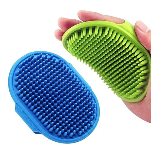 Dog Grooming Brush, Lilpep Pet Shampoo Bath Brush Soothing Massage Rubber Comb with Adjustable Ring Handle for Long Short Haired Dogs and Cats