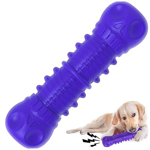 Dog Squeaky Toys for Aggressive Chewers, Indestructible Dog Chew Toys for Large Medium Breed Dog, Indestructible Dog Toys, Tough Durable Dogs Toys with Natural Rubber (New Purple)