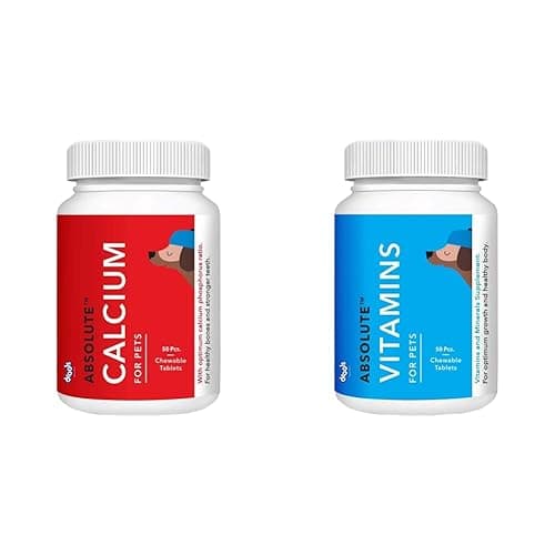 Drools Absolute Calcium Tablet- Dog Supplement, 50 Pieces & Drools Absolute Vitamin Tablet- Dog Supplement, 110 Pcs