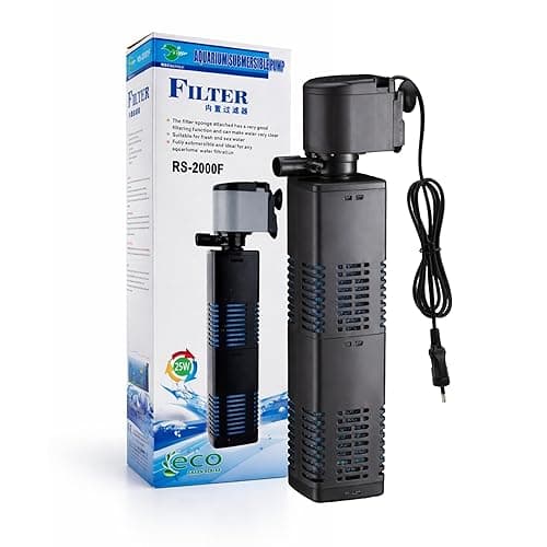 Foodie Puppies Aquarium Internal Filter (RS-2000F Filter) | Fully Submersible Suitable for Fresh and Salt Water | Electrical Sponge Filter Absorbs Dirt and Clears Water | Voltage: 220-240V, Power: 5W