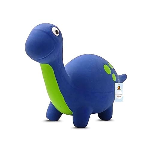 Foodie Puppies Dog Squeaky Chew Latex Rubber Toy - (Purple Bronto) for Small Dogs & Puppies | Durable, Soft, Animal Design, Fetch & Chew Safe Play Toy | Reduce Separation Anxiety