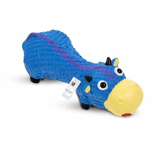Foodie Puppies Dog Squeaky Latex Rubber Toy - (Blue Cow) | for Small Dogs & Puppies | Cotton Filled, Durable, Soft, Animal Design, Chew Safe Play Toy | Reduce Separation Anxiety (Size: 21cm)
