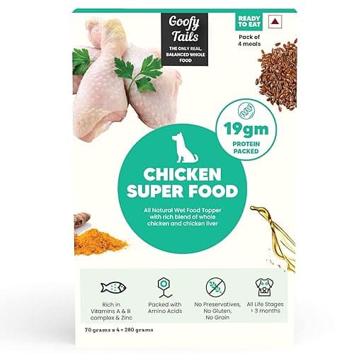 Goofy Tails Wet Dog Food 560g (70gX4, Pack of 2), Chicken Super Dog Food, Preservative Free Dog Gravy, Wet Dog Food, Natural Human Grade Grain Free and Gluten Free Super Dog Food Gravy