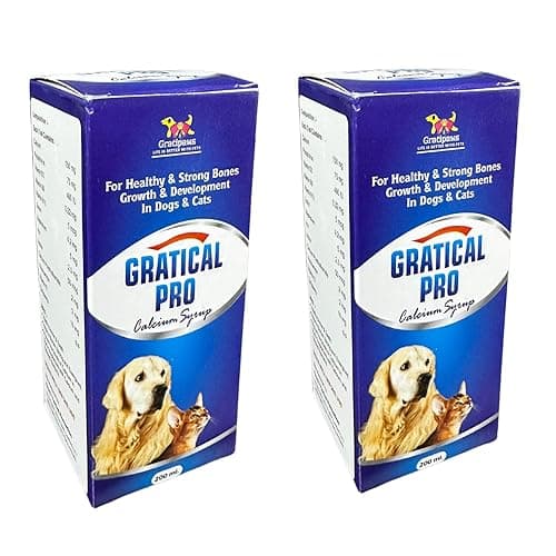 GRATIPAWS - Gratical Pro Calcium Syrup for Dogs & Cats | Promotes Strong Bones & Healthy Teeth | Multivitamin Supplement with Calcium, Vitamin D3, B6, B12 | 200ml | Pack of 2 + 1 Free