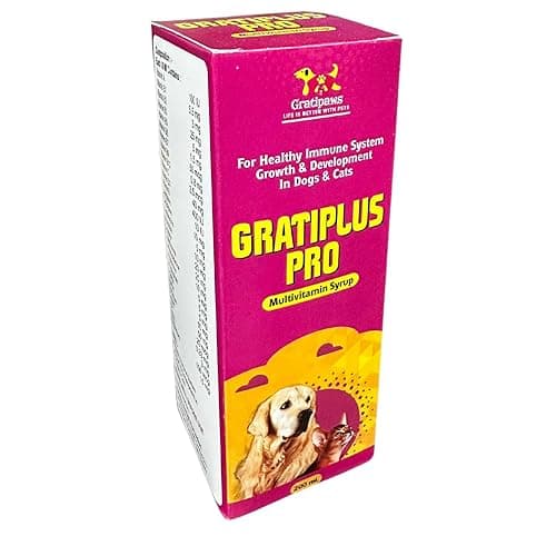 Gratipaws Gratiplus Pro Multivitamin Syrup for Pet Dogs & Pet Cats | Immune System Support, Growth & Development | Enriched with Essential Vitamins, Amino Acids, and Minerals