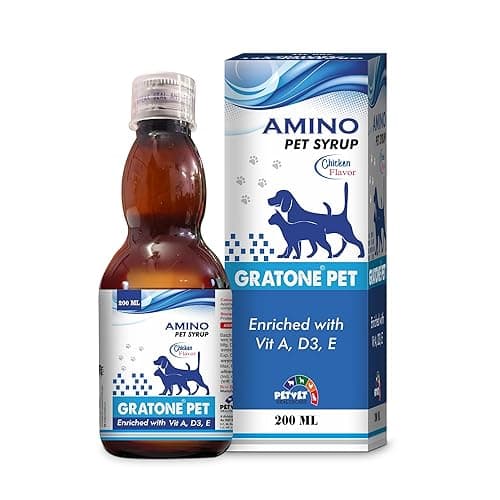 Gratone Amino Pet Syrup | Enriched with Vitamin A, D3 & E | Supports Muscle Growth & Overall Health | Chicken Flavor | 200ml
