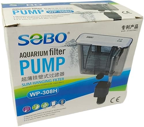 Hang On Biochemical Filter Water Purifier Pump for Low Water Level | for Turtle, Tortoise, Reptile & Terrarium Fish Tank (Hang On Filter, WP-308H |AC 220-240V 50/60HZ POWER-5.8W FMAX 580L/H)
