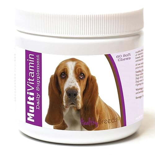 Healthy Breeds Dog Multi-Vitamin Soft Chew for Basset Hound - Over 80 Breeds - Daily Vitamin and Mineral Supplement - 60 Count
