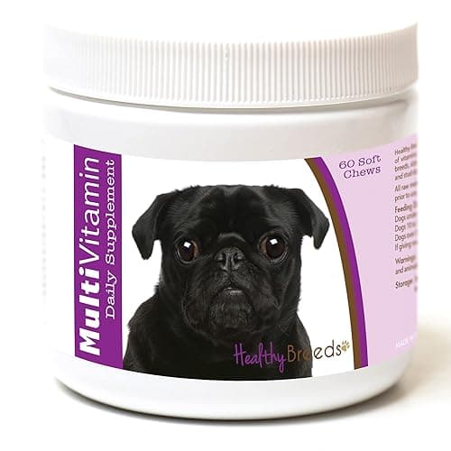 Healthy Breeds Dog Multivitamin Soft Chew for Pug - Over 80 Breeds - Daily Vitamin and Mineral Supplement - 60 Count