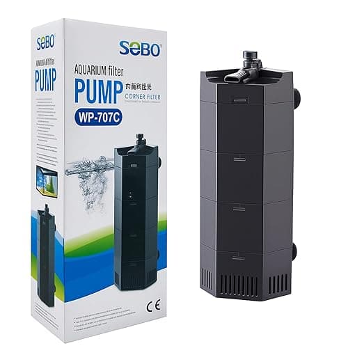 Jainsons Pet Products SOBO WP-707C Aquarium Corner Filter Pump for Fish Tank, Power: 12W, F. Max: 600L/H, Multi-Layer Filtration, Adjustable Flow, Ultra Quiet Aquarium Internal Filter