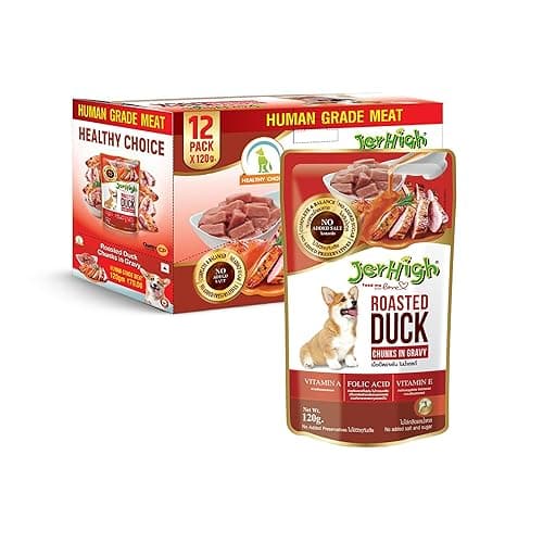 Jerhigh Wet Dog Food for All Life Stages, Human Grade High Protein Chicken, Gravy Roasted Duck (Pack of 12)