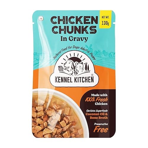 Kennel Kitchen Chicken Chunks in Gravy, 130g (Pack of 1) | Wet Dog Food for Adult & Puppy | Dog Food Gravy with Regionally Sourced Fresh Chicken | Free from Artificial Colours & Preservatives