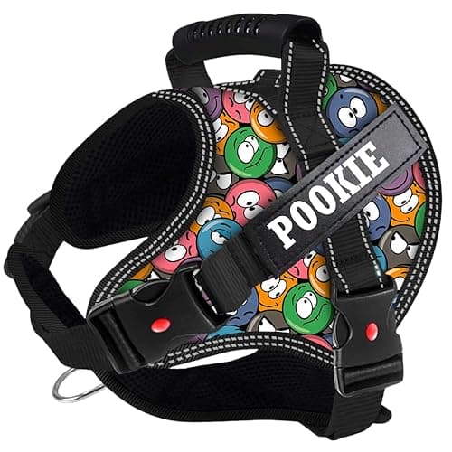 KIKA Pets Muscle Dog Harness For Large Dogs With Dog Name Personalisation,M Size (13-20 Kg Dogs,Groovy Emoji,Multicolor)