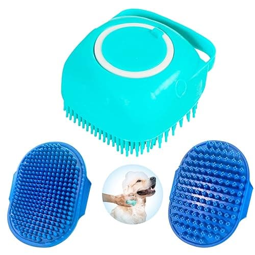 Lilpep 3PCS Dog Brush | Dog Bath Shampoo Brush |Dog Shower/Grooming/Washing Brush | Pet Bath Massage Brush Scrubber
