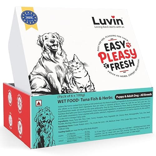 Luvin Wet Dog Food | Tuna Fish & Herbs | Puppy & Adult Dog 600gms (100gms X 6)