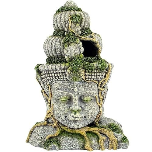 Mistletoe Natural Hiding Head Buddha Statue for Aquarium Decoration Ornaments/Toy for Fish Tank ONLY for Above 2ft Tank Decor