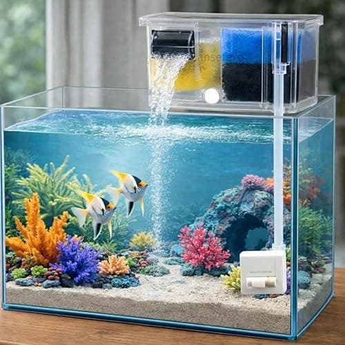 Multifunctional External Waterfall Aquarium Bio Top Filter with 3-Stage Filtration System Included with Bio Filter Media Sponge & Water Pump (BL-771)
