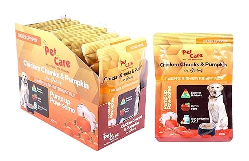 Pet en Care Wet Dog Food, Chicken Chunks & Pumpkin in Gravy, Pack of 12 (12 X 100g) | Wet Food for Dogs and Puppy | Healthy Snacks for All Breed