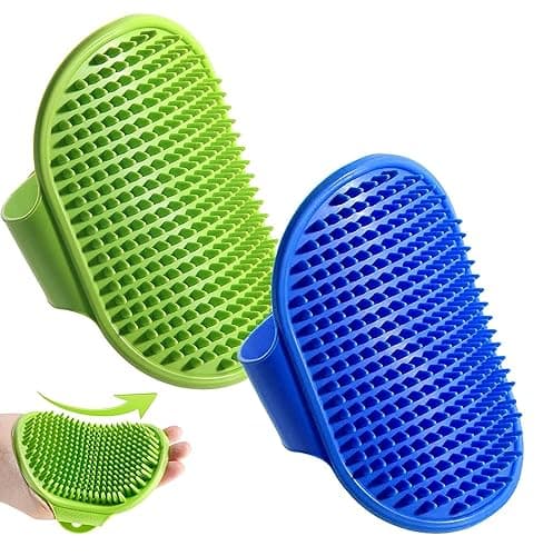 Pet Massage Rubber Bath Glove for Dogs, Cats, Rabbit, & Hamster, Grooming Shampoo Washing Soothing Bristles Hand Brush Comb 1 Piece