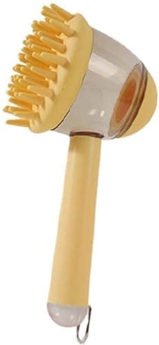 PETJOY Dog Bath Brush with Soap Dispenser | Refillable Shampoo Grooming & Massage Brush | Soft Bristle Cleaning Brush for Dogs & Puppies